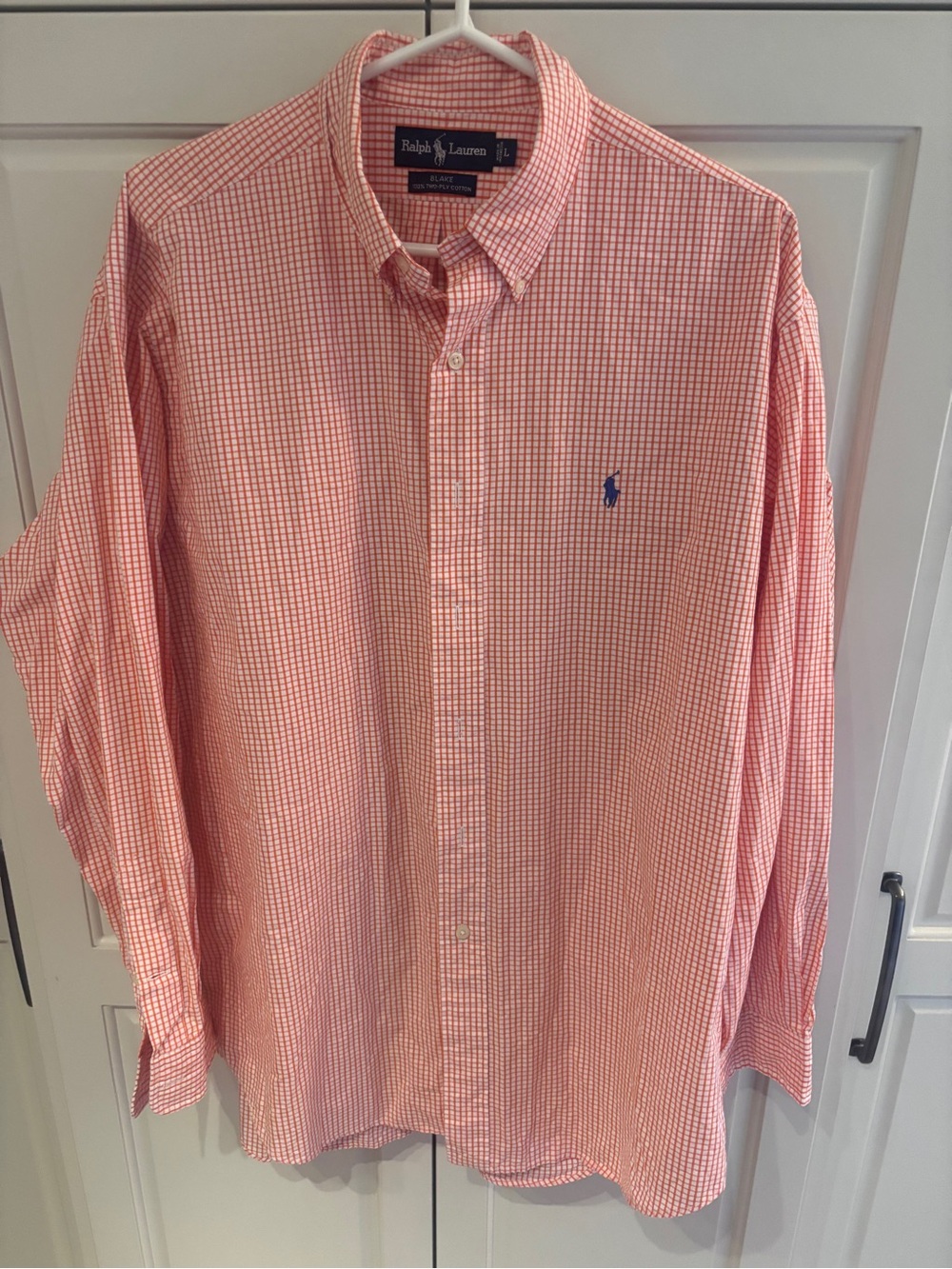 Ralph Lauren Men's orange  Gingham Button-Down Shirt large
